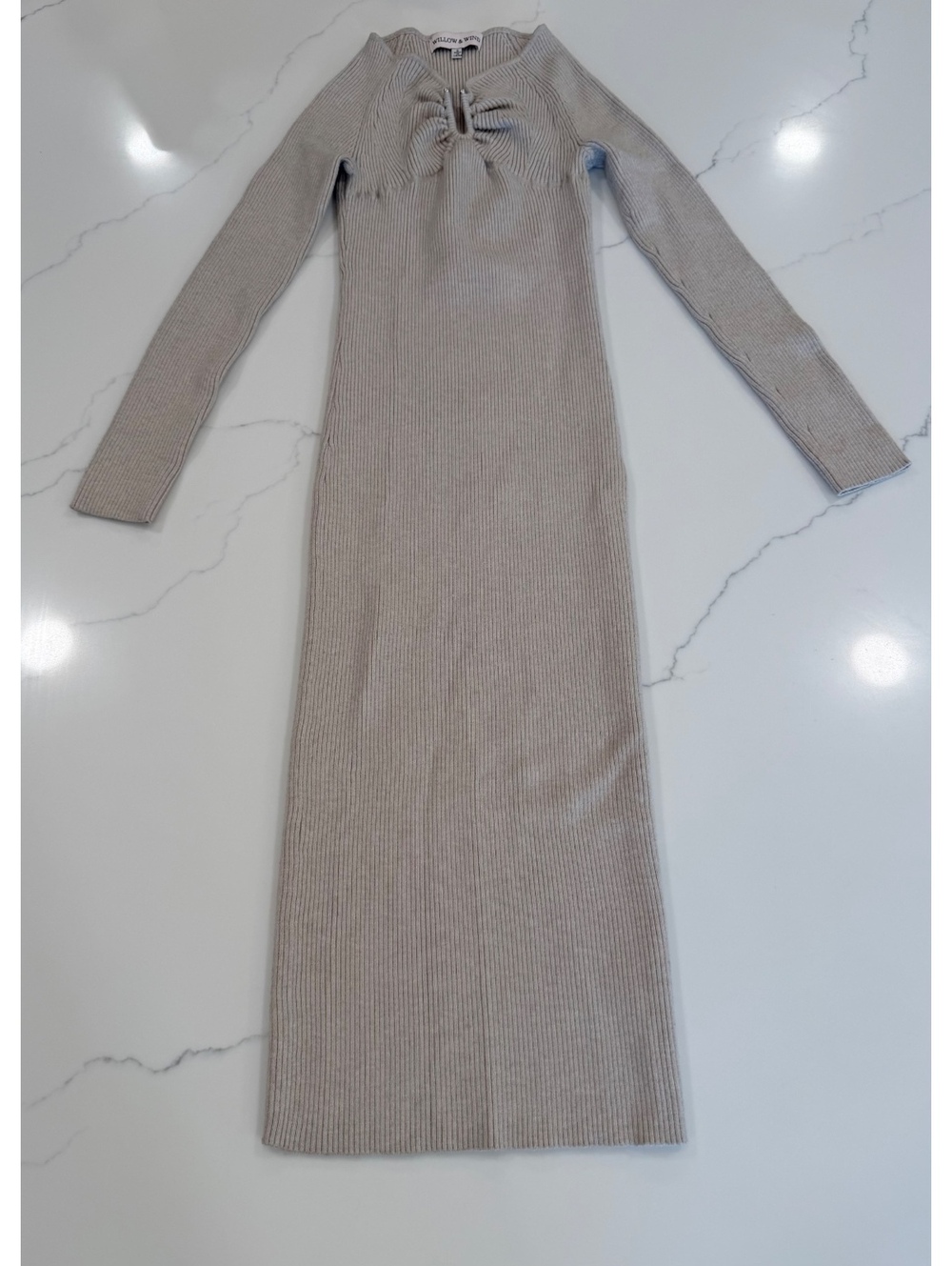 Willow & Wind Womans Sweater Knit Dress Long Sleeve Tan Size Small
